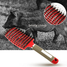Load image into Gallery viewer, Retro Boar Bristles Hairdressing Big Curved Comb Curly Hair Massage Comb, Black, Red, Pink