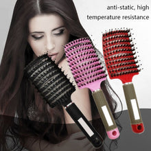 Load image into Gallery viewer, Retro Boar Bristles Hairdressing Big Curved Comb Curly Hair Massage Comb, Black, Red, Pink