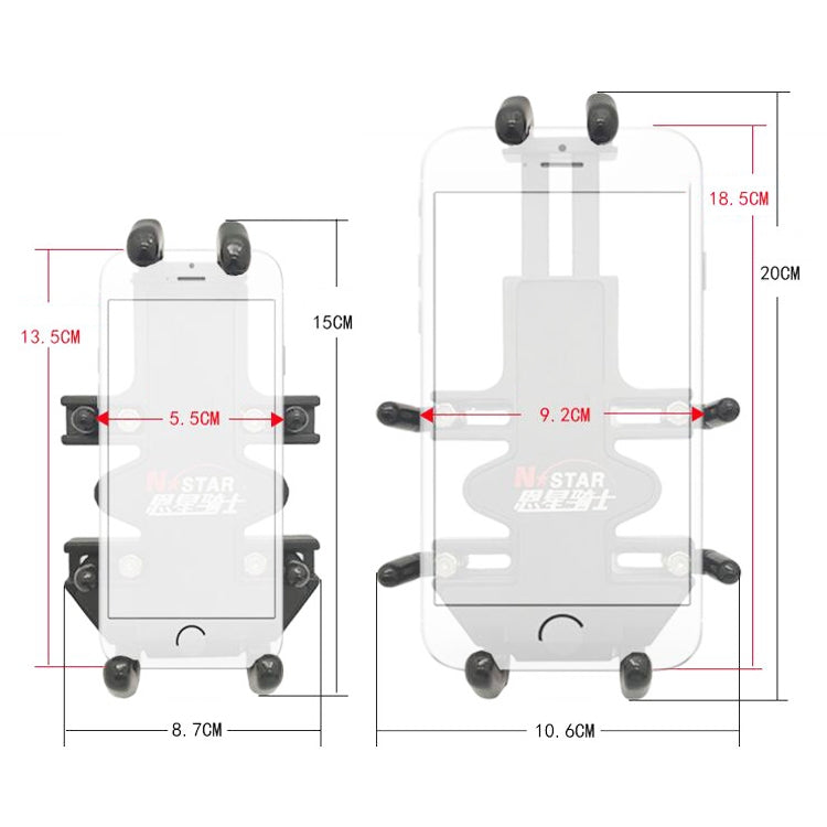 N-STAR NJN002 Motorcycle Metal Aluminum Alloy Universal Anti-Theft Mobile Phone Bracket, NJN002(T-shaped Ball Head Installation), NJN002(Inclined Ball Head Installation)