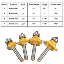 Load image into Gallery viewer, 4 PCS/Set 1/4 Handle Alloy Fillet Knife Woodworking Trimming Machine Bit, 4 PCS/Set 1/4 Handle
