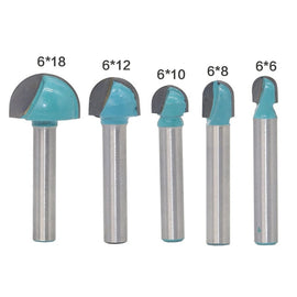 6 Shank Lace Round Cutter Woodworking Relief Milling Cutter, 5 PCS/Set 6-18mm, 4 PCS/Set 16-32mm