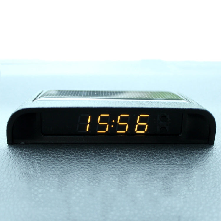 Solar Night Light Car Clock Automotive Electronic Clock Temperature, Time+Date+Week+Temperature
