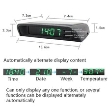 Load image into Gallery viewer, Solar Night Light Car Clock Automotive Electronic Clock Temperature, Time+Date+Week+Temperature