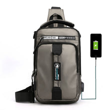 Load image into Gallery viewer, HaoShuai 1100-1 Men Chest Bag Multifunctional Single / Double Shoulder Backpack with External USB Charging Port, 1100-1 Black, 1100-1 Gray, 1100-1 Army Green, 1100-1 Khaki, 1100-1 Dark Blue