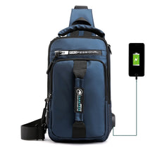 Load image into Gallery viewer, HaoShuai 1100-1 Men Chest Bag Multifunctional Single / Double Shoulder Backpack with External USB Charging Port, 1100-1 Black, 1100-1 Gray, 1100-1 Army Green, 1100-1 Khaki, 1100-1 Dark Blue