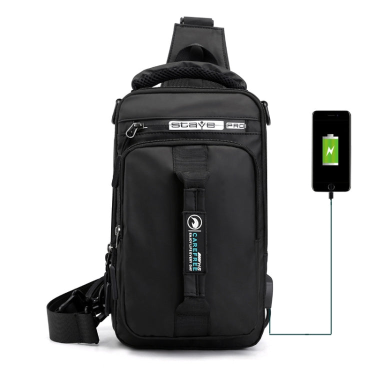 HaoShuai 1100-1 Men Chest Bag Multifunctional Single / Double Shoulder Backpack with External USB Charging Port