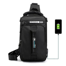 Load image into Gallery viewer, HaoShuai 1100-1 Men Chest Bag Multifunctional Single / Double Shoulder Backpack with External USB Charging Port, 1100-1 Black, 1100-1 Gray, 1100-1 Army Green, 1100-1 Khaki, 1100-1 Dark Blue