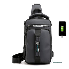 Load image into Gallery viewer, HaoShuai 1100-1 Men Chest Bag Multifunctional Single / Double Shoulder Backpack with External USB Charging Port, 1100-1 Black, 1100-1 Gray, 1100-1 Army Green, 1100-1 Khaki, 1100-1 Dark Blue