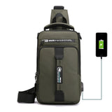 HaoShuai 1100-1 Men Chest Bag Multifunctional Single / Double Shoulder Backpack with External USB Charging Port, 1100-1 Army Green, 1100-1 Khaki, 1100-1 Dark Blue, 1100-1 Black, 1100-1 Gray