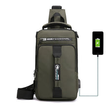 Load image into Gallery viewer, HaoShuai 1100-1 Men Chest Bag Multifunctional Single / Double Shoulder Backpack with External USB Charging Port, 1100-1 Black, 1100-1 Gray, 1100-1 Army Green, 1100-1 Khaki, 1100-1 Dark Blue