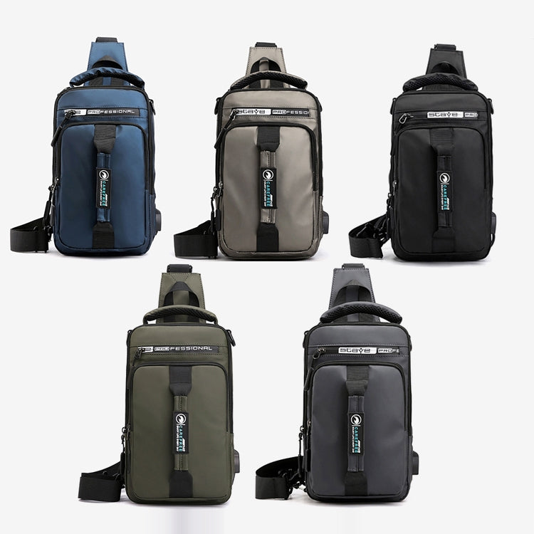 HaoShuai 1100-1 Men Chest Bag Multifunctional Single / Double Shoulder Backpack with External USB Charging Port, 1100-1 Black, 1100-1 Gray, 1100-1 Army Green, 1100-1 Khaki, 1100-1 Dark Blue
