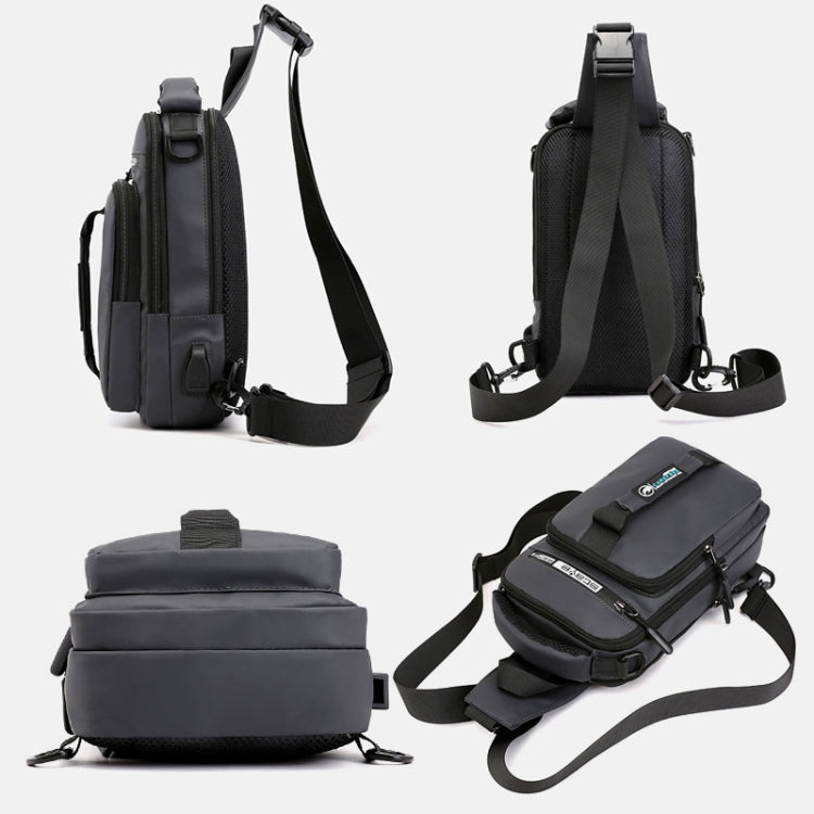 HaoShuai 1100-1 Men Chest Bag Multifunctional Single / Double Shoulder Backpack with External USB Charging Port