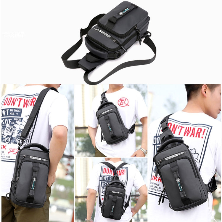 HaoShuai 1100-1 Men Chest Bag Multifunctional Single / Double Shoulder Backpack with External USB Charging Port, 1100-1 Black, 1100-1 Gray, 1100-1 Army Green, 1100-1 Khaki, 1100-1 Dark Blue