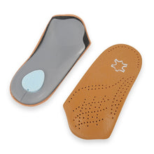Load image into Gallery viewer, Cow Leather Arch Half Insole Flat Arch Support O-Leg Corrective Insole,Size: 35/36, 35/36, 37/38, 39/40, 41/42, 43/44, 45/46