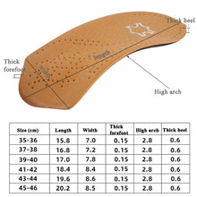 Load image into Gallery viewer, Cow Leather Arch Half Insole Flat Arch Support O-Leg Corrective Insole,Size: 35/36, 35/36, 37/38, 39/40, 41/42, 43/44, 45/46