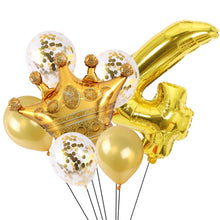 Load image into Gallery viewer, 2 PCS Birthday Baby Children Golden Crown Aluminum Film Number Balloon Set Wedding Scene Decoration