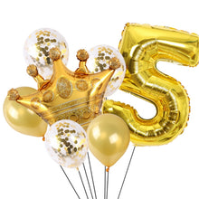 Load image into Gallery viewer, 2 PCS Birthday Baby Children Golden Crown Aluminum Film Number Balloon Set Wedding Scene Decoration