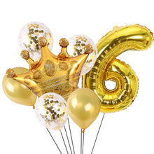 Load image into Gallery viewer, 2 PCS Birthday Baby Children Golden Crown Aluminum Film Number Balloon Set Wedding Scene Decoration