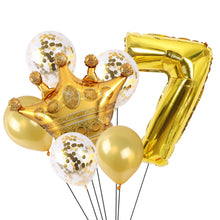 Load image into Gallery viewer, 2 PCS Birthday Baby Children Golden Crown Aluminum Film Number Balloon Set Wedding Scene Decoration