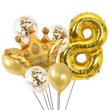 Load image into Gallery viewer, 2 PCS Birthday Baby Children Golden Crown Aluminum Film Number Balloon Set Wedding Scene Decoration
