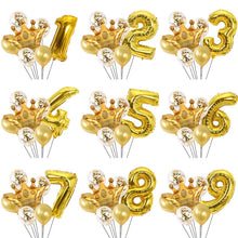 Load image into Gallery viewer, 2 PCS Birthday Baby Children Golden Crown Aluminum Film Number Balloon Set Wedding Scene Decoration