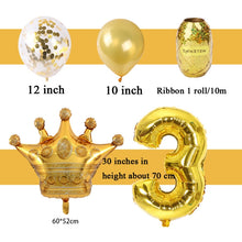 Load image into Gallery viewer, 2 PCS Birthday Baby Children Golden Crown Aluminum Film Number Balloon Set Wedding Scene Decoration