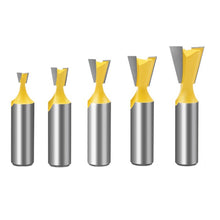 Load image into Gallery viewer, 1/2 Handle Dovetail Cutter Wood Engraving Small Milling Cutter, Specification:, 1/2x1/4mm, 1/2x3/8mm, 1/2x1/2mm, 5 PCS/Set, 1/2x5/8mm, 1/2x3/4mm