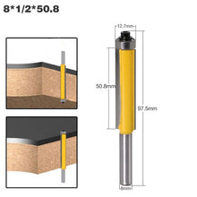 Load image into Gallery viewer, 8-Handle Extended Trimming Cutter With Bearing Woodworking Line Milling Cutter, Specification:, 8x1/2x50.8mm, 8x1/2x63.5mm, 8x1/2x76.2mm, 3 PCS/Set