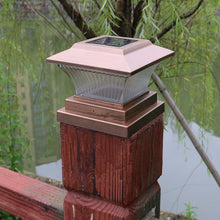 Load image into Gallery viewer, Outdoor Solar Column Lamp IP44 Waterproof Garden Fence Light Solar Street Lamp, Black Shell+White Light, Black Shell+Warm Light, Gold Bronze Shell+White Light, Gold Bronze Shell+Warm Light