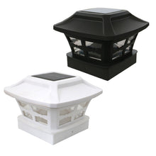 Load image into Gallery viewer, 4 inch Outdoor Solar Column Lamp White + Warm White Light Garden Lamp, Black, White