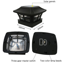 Load image into Gallery viewer, 4 inch Outdoor Solar Column Lamp White + Warm White Light Garden Lamp, Black, White
