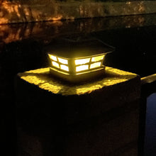 Load image into Gallery viewer, 4 inch Outdoor Solar Column Lamp White + Warm White Light Garden Lamp, Black, White