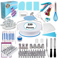 Load image into Gallery viewer, 220 in 1 Cake Turntable Decorating Nozzle Set Baking Tool Fondant Mold Set, 220 PCS/Set