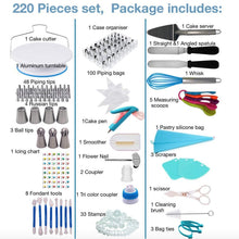 Load image into Gallery viewer, 220 in 1 Cake Turntable Decorating Nozzle Set Baking Tool Fondant Mold Set, 220 PCS/Set