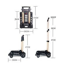 Load image into Gallery viewer, SELORSS BY04 Folding Small Pulley Car Aluminum Pull Rod Luggage Car Hand Carts Travel Shopping Move Goods And Buy Groceries Car