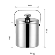 Load image into Gallery viewer, 304 Stainless Steel Ice Bucket Double-Layer Hollow Bar Beer Wine Barrel With Ice Clip, Capacity: 1.3L, 1.3L With Ice Clip
