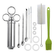 Load image into Gallery viewer, Stainless Steel Spice Syringe Barbecue Tool Turkey Needle Set, 14 in 1 (Green), 14 in 1 (Black), 14 in 1 (Blue), 14 in 1 (Orange), 14 in 1 (Gem Green), 14 in 1 (White Orange)
