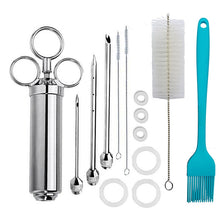 Load image into Gallery viewer, Stainless Steel Spice Syringe Barbecue Tool Turkey Needle Set, 14 in 1 (Green), 14 in 1 (Black), 14 in 1 (Blue), 14 in 1 (Orange), 14 in 1 (Gem Green), 14 in 1 (White Orange)
