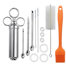 Load image into Gallery viewer, Stainless Steel Spice Syringe Barbecue Tool Turkey Needle Set, 14 in 1 (Green), 14 in 1 (Black), 14 in 1 (Blue), 14 in 1 (Orange), 14 in 1 (Gem Green), 14 in 1 (White Orange)