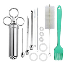 Load image into Gallery viewer, Stainless Steel Spice Syringe Barbecue Tool Turkey Needle Set, 14 in 1 (Green), 14 in 1 (Black), 14 in 1 (Blue), 14 in 1 (Orange), 14 in 1 (Gem Green), 14 in 1 (White Orange)