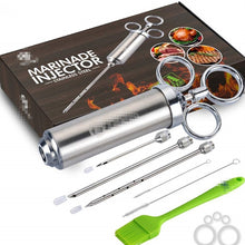 Load image into Gallery viewer, Stainless Steel Spice Syringe Barbecue Tool Turkey Needle Set, 14 in 1 (Green), 14 in 1 (Black), 14 in 1 (Blue), 14 in 1 (Orange), 14 in 1 (Gem Green), 14 in 1 (White Orange)