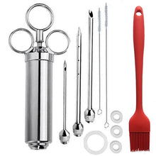 Load image into Gallery viewer, Stainless Steel Seasoning Steak Syringe Turkey Needle Set With Cleaning Silicone Brush, 11 in 1 (Red ), 11 in 1 (Black ), 11 in 1 (Blue), 11 in 1 (Green), 11 in 1 (Orange ), 11 in 1 (Yellow ), 11 in 1 (Yellow White)