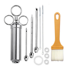 Load image into Gallery viewer, Stainless Steel Seasoning Steak Syringe Turkey Needle Set With Cleaning Silicone Brush, 11 in 1 (Red ), 11 in 1 (Black ), 11 in 1 (Blue), 11 in 1 (Green), 11 in 1 (Orange ), 11 in 1 (Yellow ), 11 in 1 (Yellow White)
