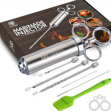 Load image into Gallery viewer, Stainless Steel Seasoning Steak Syringe Turkey Needle Set With Cleaning Silicone Brush, 11 in 1 (Red ), 11 in 1 (Black ), 11 in 1 (Blue), 11 in 1 (Green), 11 in 1 (Orange ), 11 in 1 (Yellow ), 11 in 1 (Yellow White)