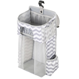 Baby Crib Hanging Bag Multifunctional Detachable Bed Diaper Toy Storage Bag, Gray Snow, Gray Stripe