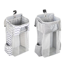 Load image into Gallery viewer, Baby Crib Hanging Bag Multifunctional Detachable Bed Diaper Toy Storage Bag, Gray Snow, Gray Stripe