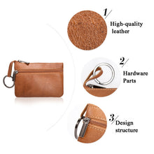 Load image into Gallery viewer, AP122 Leather Mini Multifunctional Coin Purse Small Card Holder Retro Zipper Short Clutch, Black, Dark Brown, Brown, Light Brown, Purple Red, Army Green, Navy Blue