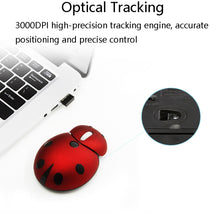 Load image into Gallery viewer, CM0184 3000 DPI 3-keys Mini Ladybug 2.4G Wireless Mouse Personalized Wireless Mouse, Red, Blue