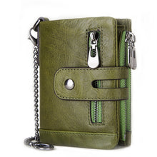 Load image into Gallery viewer, RFID Anti-Theft Swipe Wallet Tri-Fold Multi-Card Slot Crazy Horse Leather Men Leather Wallet