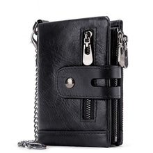 Load image into Gallery viewer, RFID Anti-Theft Swipe Wallet Tri-Fold Multi-Card Slot Crazy Horse Leather Men Leather Wallet